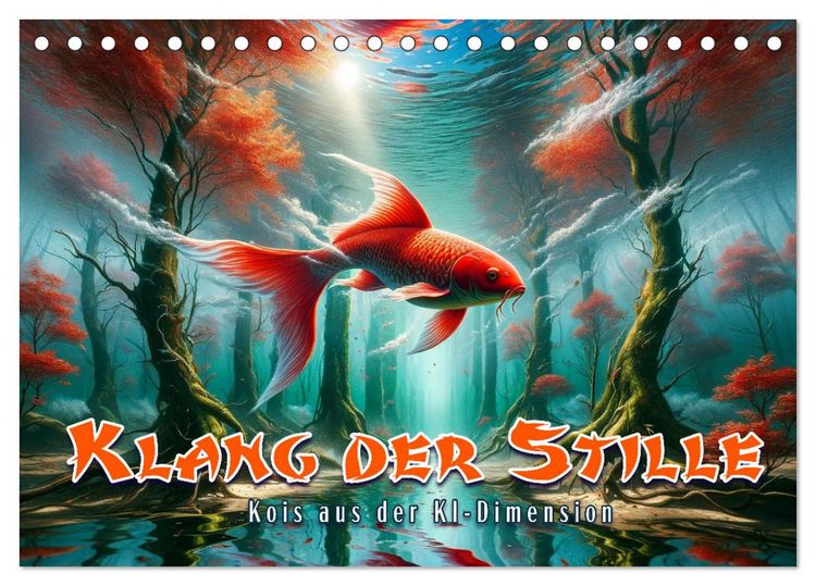 Produktbild: Klang der Stille - Kois aus der KI Dimension (Tischkalender 2026 DIN A5 quer), CALVENDO Monatskalender