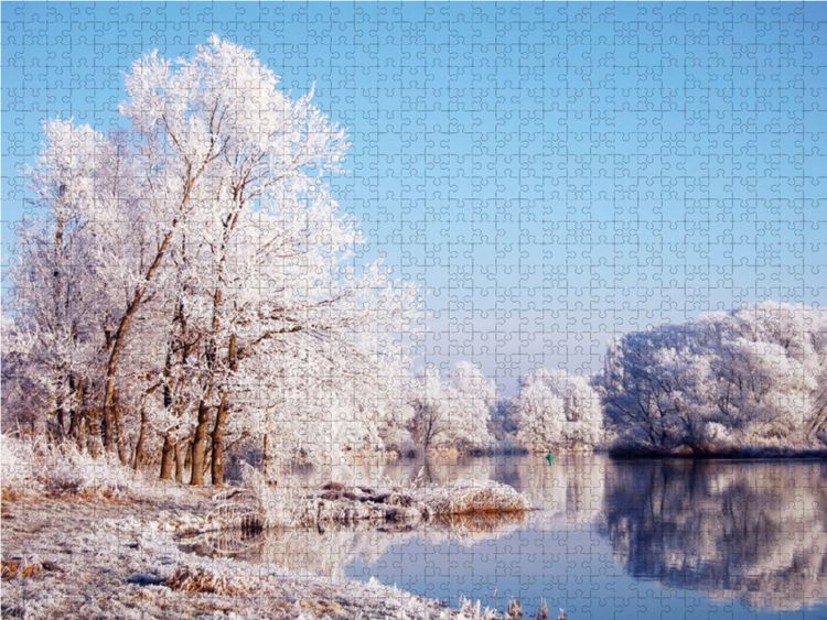 Produktbild: CALVENDO Puzzle Winterlandschaft an der Havel. Landschaft im Havelland. 1000 Teile Lege-Gr&ouml;&szlig;e 64 x 48 cm Foto-Puzzle Bild von Anja Frost