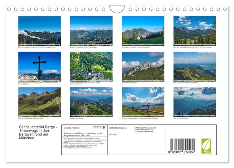 Produktbild: Sehnsuchtsziel Berge - Unterwegs in den Bergwelt rund um M&uuml;nchen (Wandkalender 2026 DIN A4 quer), CALVENDO Monatskalender