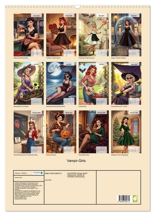 Produktbild: Vampir-Girls (Wandkalender 2027 DIN A2 hoch), CALVENDO Monatskalender