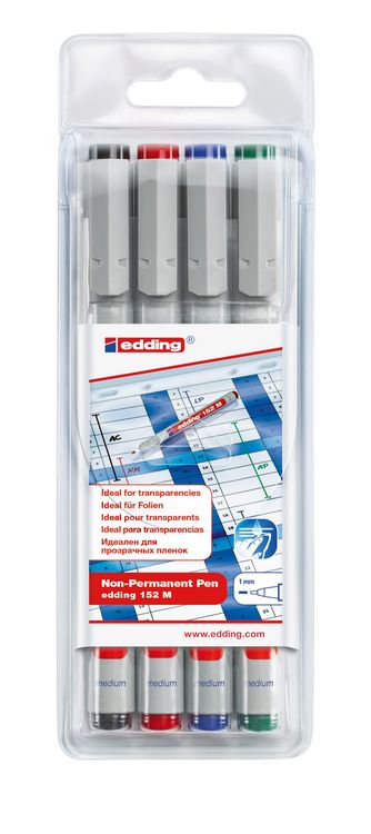 Produktbild: Edding Folienschreiber Non-permanent Pen 152 M, 4er Set