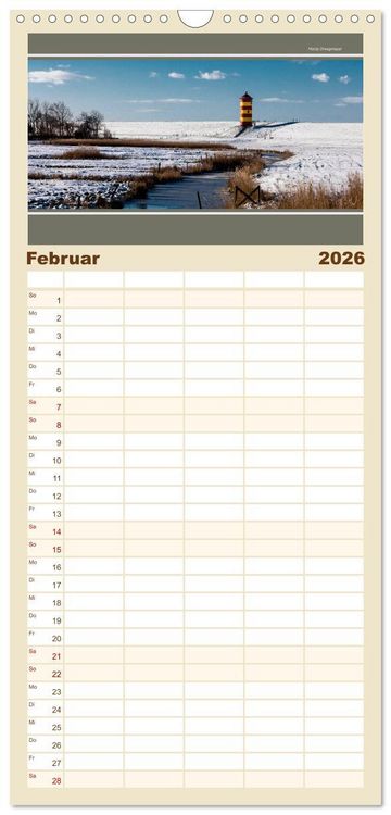 Produktbild: Familienplaner 2026 - Der Pilsumer Leuchtturm mit 5 Spalten (Wandkalender, 21 x 45 cm) CALVENDO