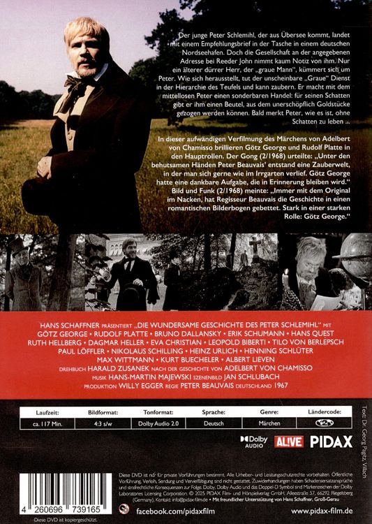 Produktbild: Die wundersame Geschichte des Peter Schlemihl / Aufw&auml;ndige M&auml;rchenverfilmung mit G&ouml;tz George und Rudolf Platte (Pidax Film-Klassiker)