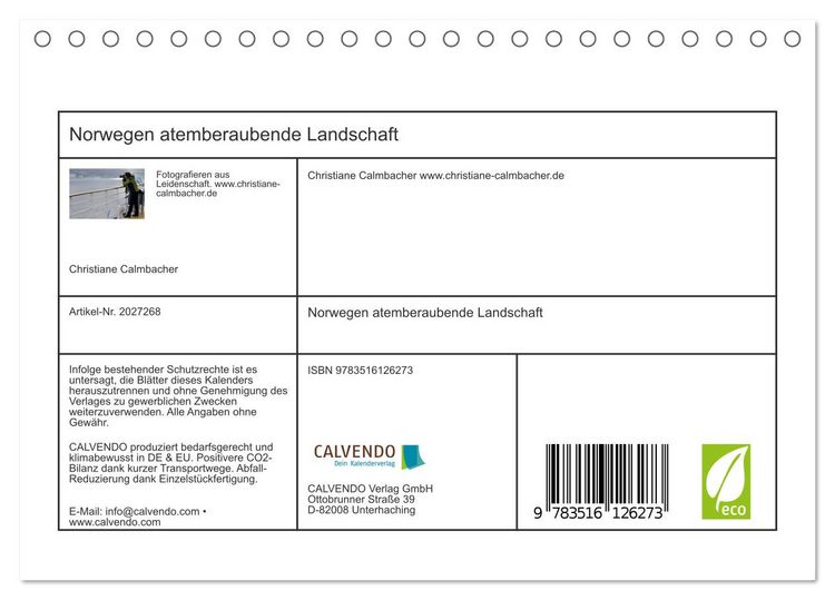Produktbild: Norwegen atemberaubende Landschaft (Tischkalender 2026 DIN A5 quer), CALVENDO Monatskalender
