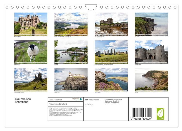Produktbild: Traumreisen Schottland (Wandkalender 2026 DIN A4 quer), CALVENDO Monatskalender