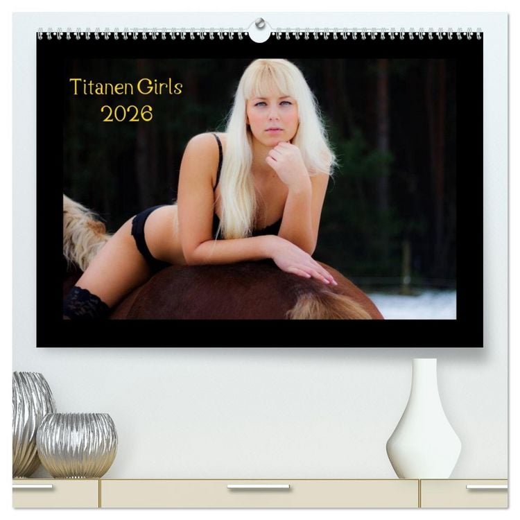 Produktbild: Titanen Girls 2026 - erotische Frauen und starke Pferde (hochwertiger Premium Wandkalender 2026 DIN A2 quer), Kunstdruck in Hochglanz