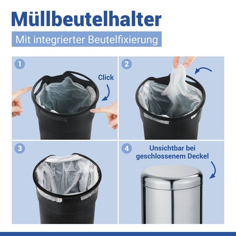 Produktbild: Kosmetik Treteimer Mod. Leman Edelstahl Gl&auml;nzend 5L, mit herausnehmbarem Einsatz