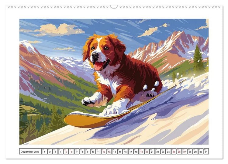 Produktbild: Tierische Olympioniken &ndash; Ein farbenfroher KI-Kalender (Wandkalender 2026 DIN A2 quer), CALVENDO Monatskalender