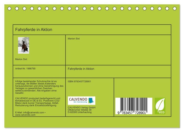 Produktbild: Fahrpferde in Aktion (Tischkalender 2026 DIN A5 quer), CALVENDO Monatskalender