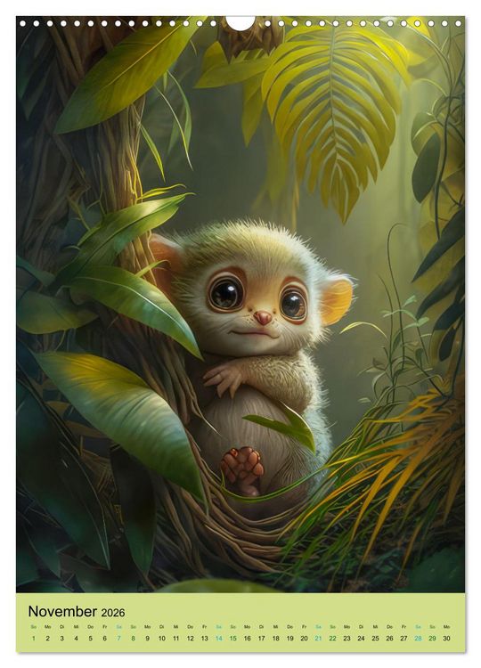 Produktbild: Dschungelbabys - Artwork (Wandkalender 2026 DIN A3 hoch), CALVENDO Monatskalender