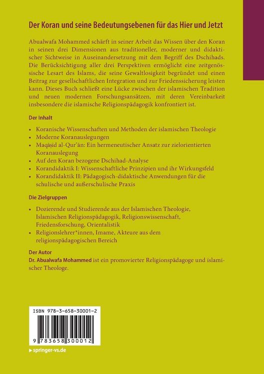 Produktbild: Der Koran und seine Bedeutungsebenen f&uuml;r das Hier und Jetzt