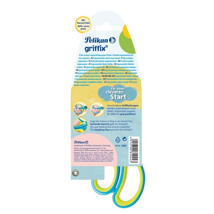 Produktbild: Pelikan Schere griffix Schule, Neon Fresh Blue, Rechtsh&auml;nder, Spitz 15cm