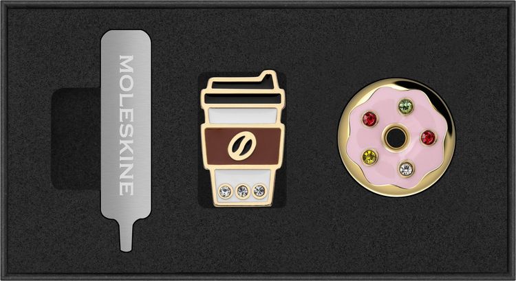 Produktbild: Moleskine Country Pins USA Ostk&uuml;ste (2er-Set), Donut + Kaffebecher