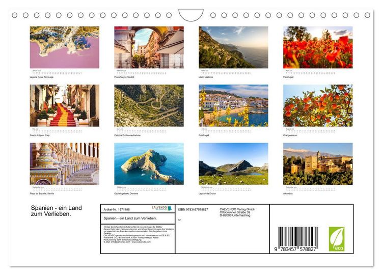 Produktbild: Spanien - ein Land zum Verlieben. (Wandkalender 2026 DIN A4 quer), CALVENDO Monatskalender