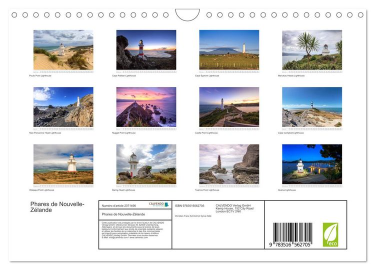 Produktbild: Phares de Nouvelle-Z&eacute;lande (Calendrier mural 2026 DIN A4 vertical), CALVENDO calendrier mensuel