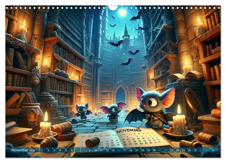 Produktbild: Fl&uuml;gel der Nacht: Abenteuer der kleinen Vampire (Wandkalender 2026 DIN A3 quer), CALVENDO Monatskalender
