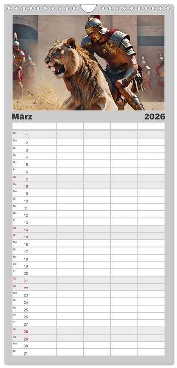 Produktbild: Familienplaner 2026 - Gladiatoren - ein Leben f&uuml;r den Kampf mit 5 Spalten (Wandkalender, 21 x 45 cm) CALVENDO