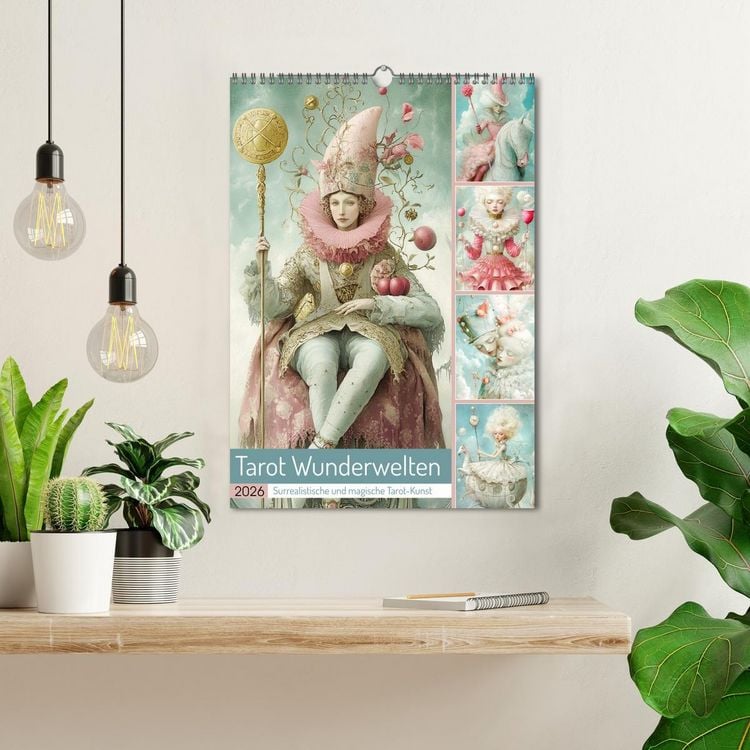 Produktbild: Tarot Wunderwelten. Surrealistische und magische Tarot-Kunst (Wandkalender 2026 DIN A3 hoch), CALVENDO Monatskalender