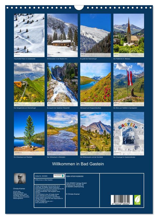 Produktbild: Willkommen in Bad Gastein (Wandkalender 2026 DIN A3 hoch), CALVENDO Monatskalender