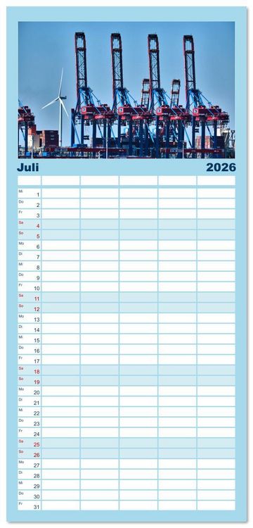 Produktbild: Familienplaner 2026 - Freie Hansestadt Hamburg mit 5 Spalten (Wandkalender, 21 x 45 cm) CALVENDO