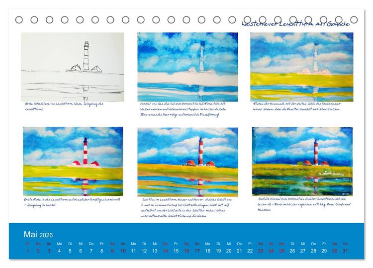 Produktbild: Mal einfach mit ! 12 ausf&uuml;hrliche Schritt f&uuml;r Schritt Anleitungen (Tischkalender 2026 DIN A5 quer), CALVENDO Monatskalender