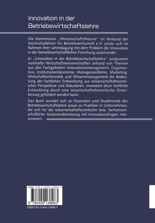 Produktbild: Innovation in der Betriebswirtschaftslehre