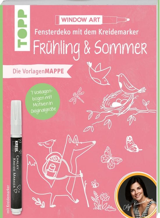 Produktbild: Vorlagenmappe Fensterdeko mit dem Kreidemarker - Frühling & Sommer. Inkl. Original Kreidemarker von KREUL