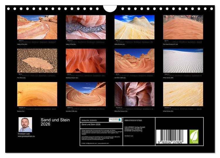 Produktbild: Sand und Stein 2026 (Wandkalender 2026 DIN A4 quer), CALVENDO Monatskalender