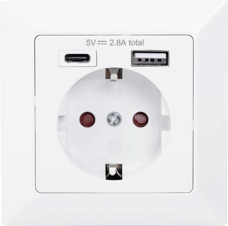 Produktbild: Digitus DA-70615 Unterputz-Steckdose mit USB Wei&szlig;