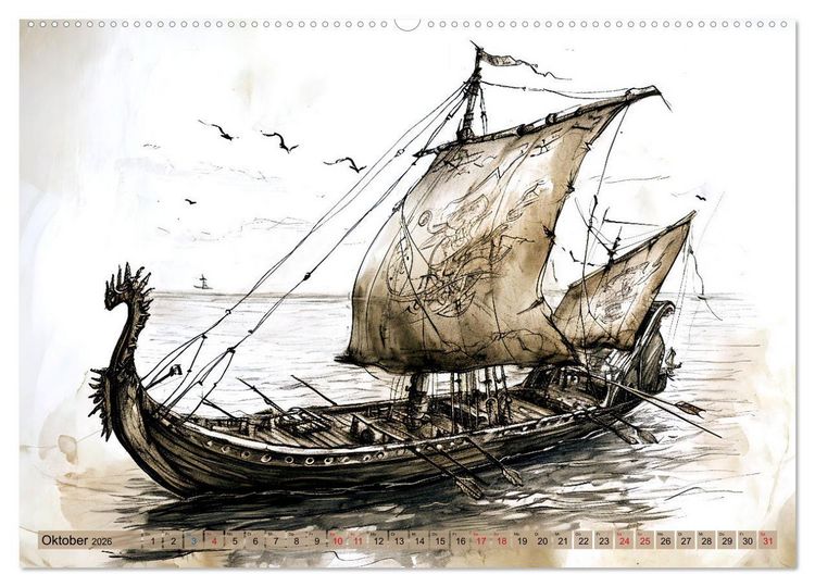 Produktbild: G&ouml;tter der Wikinger - Skizzen zur Welt der Nordischen Mythologie (hochwertiger Premium Wandkalender 2026 DIN A2 quer), Kunstdruck in Hochglanz