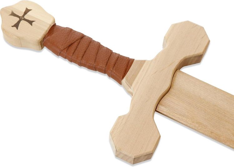 Produktbild: BestSaller 1014 - Templer-Dolch, Birke, 40cm, Holz-Dolch, Griff mit brauner Kunstlederwickelung
