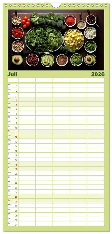 Produktbild: Familienplaner 2026 - Ordentlich Vegetarisch mit 5 Spalten (Wandkalender, 21 x 45 cm) CALVENDO