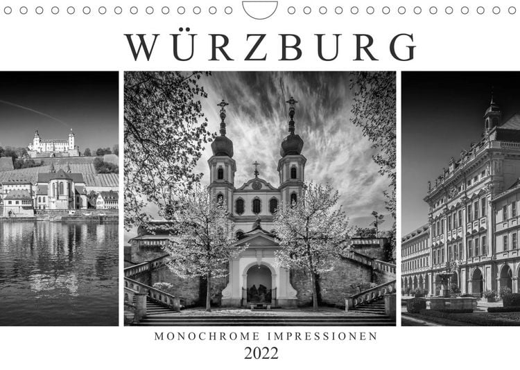 Produktbild: W&Uuml;RZBURG Monochrome Impressionen (Wandkalender 2022 DIN A4 quer)