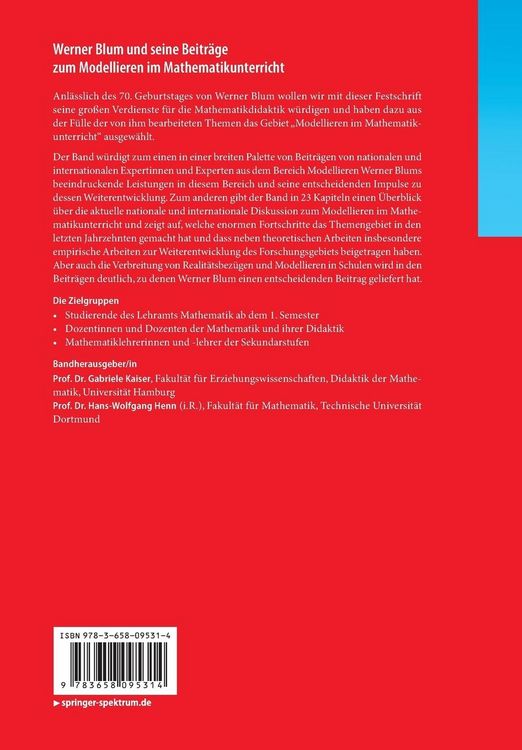 Produktbild: Werner Blum und seine Beiträge zum Modellieren im Mathematikunterricht