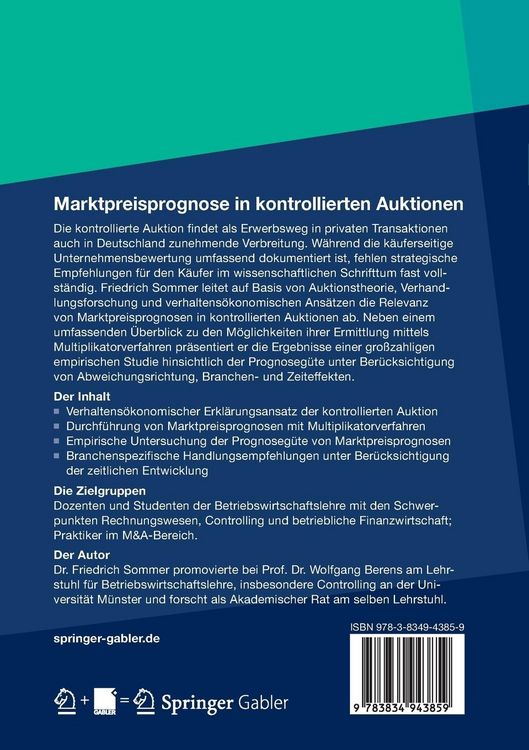 Produktbild: Marktpreisprognose in kontrollierten Auktionen