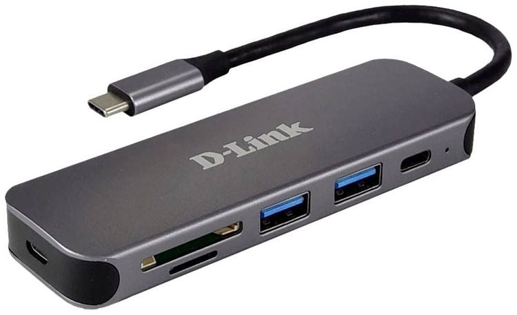 Produktbild: D-Link DUB-2325/E USB-Hub 2+2 Port USB-A, USB-C&reg;, SD, microSD USB 3.0 5 GBit/s mit USB-C&reg; Stecker Anthrazit DUB-2325/E