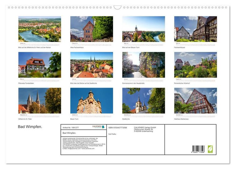 Produktbild: Bad Wimpfen. (Wandkalender 2026 DIN A2 quer), CALVENDO Monatskalender