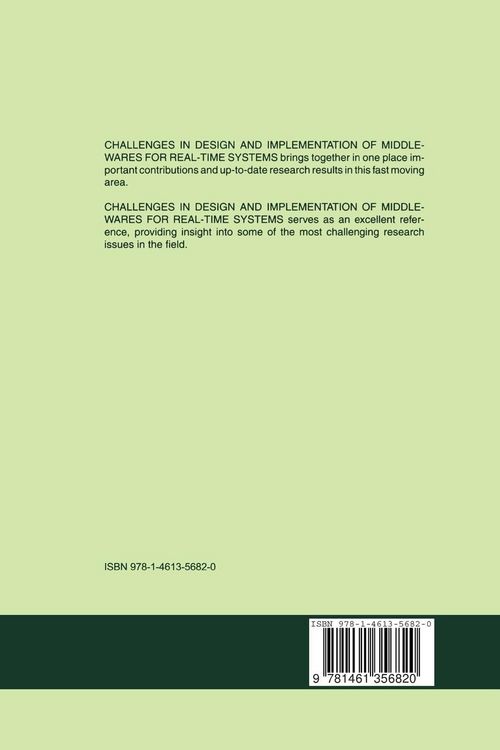 Produktbild: Challenges in Design and Implementation of Middlewares for Real-Time Systems