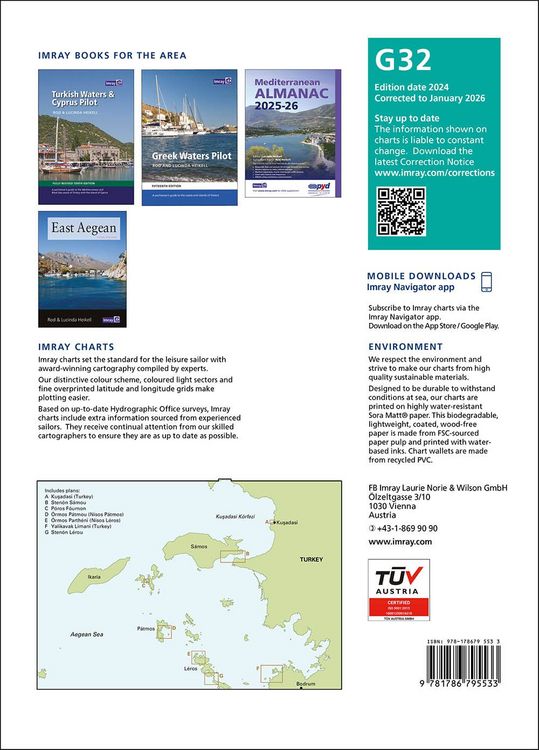 Produktbild: G32 Eastern Sporades, Dodecanese & the Coast of Turkey, Imray Chart