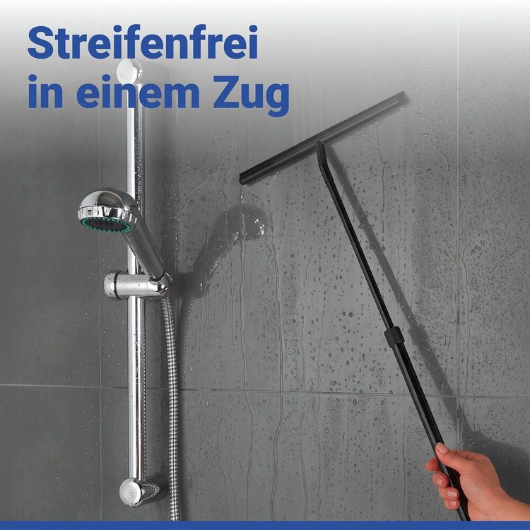 Produktbild: Teleskop Duschabzieher Schwarz, aus rostfreiem Edelstahl, stufenlos ausziehbar