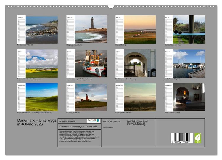Produktbild: D&auml;nemark &ndash; Unterwegs in J&uuml;tland 2026 (hochwertiger Premium Wandkalender 2026 DIN A2 quer), Kunstdruck in Hochglanz