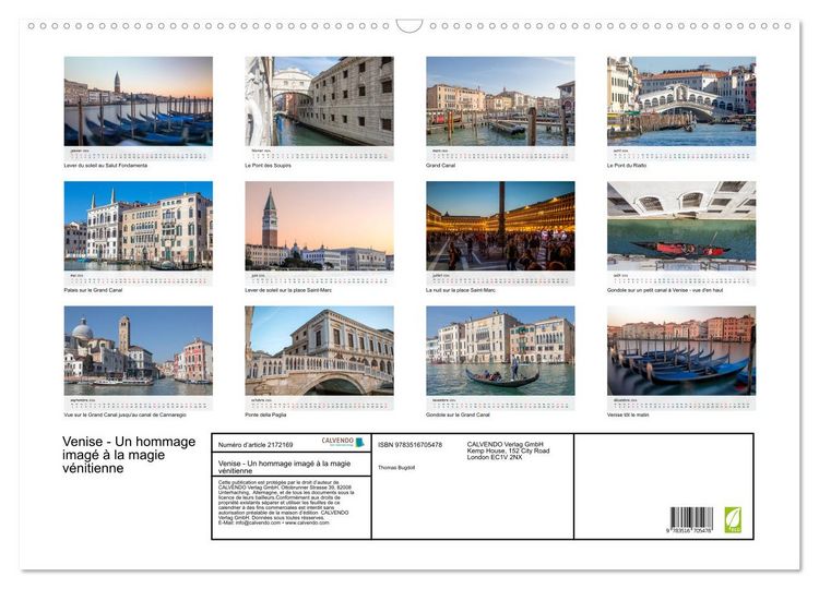 Produktbild: Venise - Un hommage imag&eacute; &agrave; la magie v&eacute;nitienne (Calendrier mural 2026 DIN A2 vertical), CALVENDO calendrier mensuel