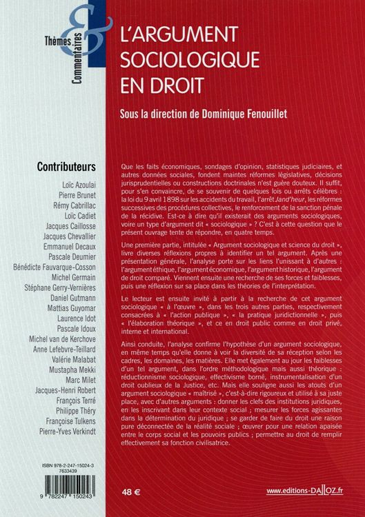 Produktbild: L'Argument Sociologique en Droit ; Pluriel et Singularite