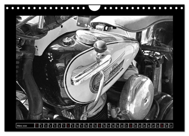 Produktbild: Harley Davidson WLA 750 in Schwarzweiss (Wandkalender 2026 DIN A4 quer), CALVENDO Monatskalender