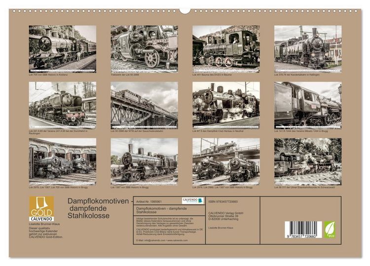 Produktbild: Dampflokomotiven - dampfende Stahlkolosse (hochwertiger Premium Wandkalender 2026 DIN A2 quer), Kunstdruck in Hochglanz