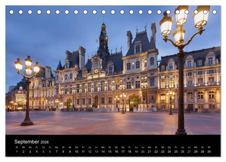 Produktbild: Paris bei Nacht 2026 (Tischkalender 2026 DIN A5 quer), CALVENDO Monatskalender