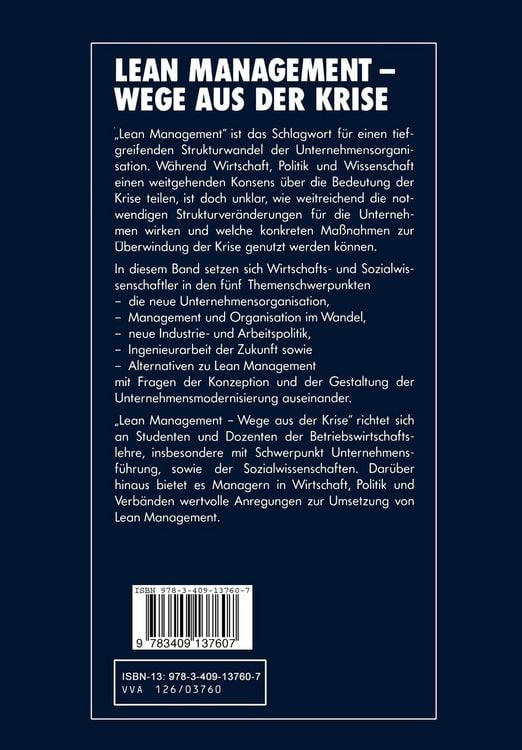 Produktbild: Lean Management &mdash; Wege aus der Krise
