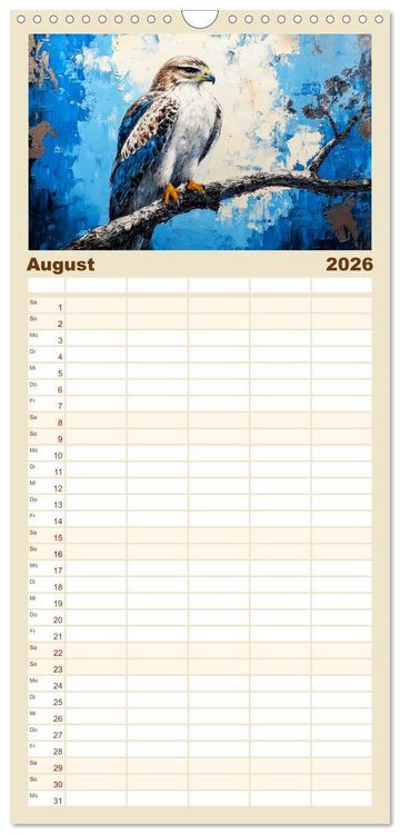 Produktbild: Familienplaner 2026 - Greifv&ouml;gel. Majest&auml;tische Luftakrobaten in &Ouml;loptik mit 5 Spalten (Wandkalender, 21 x 45 cm) CALVENDO