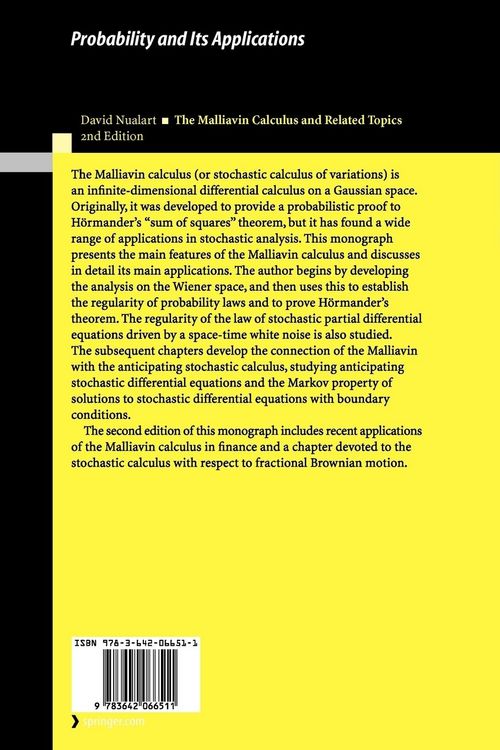 Produktbild: The Malliavin Calculus and Related Topics