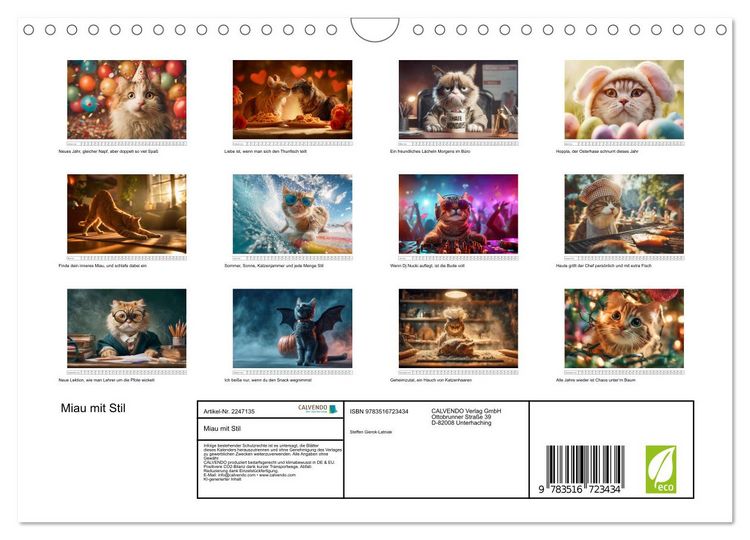 Produktbild: Miau mit Stil (Wandkalender 2026 DIN A4 quer), CALVENDO Monatskalender
